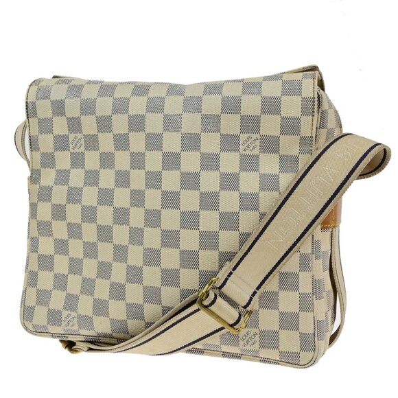 LOUIS VUITTON Naviglio Shoulder Bag Damier Azur Leather White N51189 84YH092 - Picture 1 of 15
